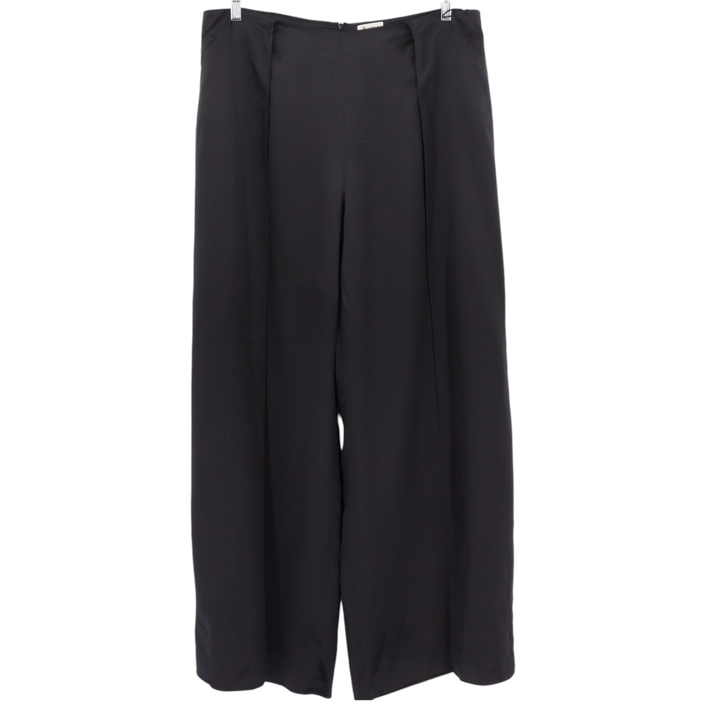 LilySilk Womens Black Mulberry Silk Wide Leg Slit Trouser Pants Size 33 US 16